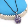 Collier pendentif en pierre naturelle, opale, Quartz Rose, améthyste, chaînes en corde d'arbre, cristaux de guérison, bijoux pour femmes