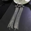 Dangle Earrings & Chandelier Shiny Hollow Pentagram Crystal Rhinestone For Women Oversize Long Tassel Pearl Statement JewelryDangle