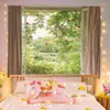 Wallpapers Beautiful Window Landscape Background Wall Hanging Cloth Fabric Ins Internet Celebrity Live Broadcast Bedr