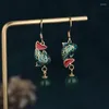 Dangle Earrings 2023 Carp Chalcedony Asymmetric Antique Enamel Exquisite China Style Retro Tassel For Women Jewelry