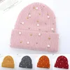 Berretti beanie/berretti da cranio da donna cappello da beanie con perle di perle calde lana in lana autunno cabina per orologi per ragazze cappelli da cranio primaverile femmina Delm22