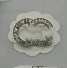 Eenvoudige merkontwerper broche letters broches pin geometrische vrouwen kristal strass pearl pins voor beroemde trouwfeestje Joodlry -accessoires