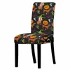 Housses de chaise extensibles pour salle à manger d'Halloween, housse élastique à imprimé citrouille pour tabourets de cuisine, décoration de fête