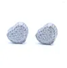 Boucles d'oreilles à tige Top qualité véritable étincelle or argent couleur Micro pavé zircon cubique Cz forme de coeur Hip Hop femmes boucle d'oreille vissée