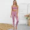 Ensembles actifs Ensemble de gymnastique sans couture femmes vêtements de Fitness tenues de Yoga vêtements pour femmes en Nylon 2 pièces Leggings d'exercice soutien-gorge rembourré costumes de sport LF017