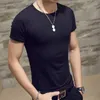 メンズTシャツ卸売男性ソリッドカラーシルムトップミルクシルクポリエステル素材OフィットネスボーイズのためのネックシャツTEESジム男性服