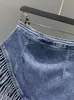 Skirts DEAT 2023 Summer Women's Solid Color High Waist Irregular Tassel Denim Versatile Fashion Female 17A1111 230317