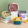 Din sets sets 1 set duurzame lunchbox draagbare saladecontainer met lepel vork opslag goede afdichting