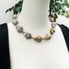 Choker Lii Ji Real Stone Beige Color Necklace Crazy Lace Agate 52cm Women Stock Sale Jewelry Gift