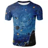 Camisetas masculinas de camisetas impressos de cor 3D Design criativo para homens e mulheres Universo de fantasia romântica Starry
