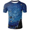 T-shirts pour hommes imprimés en 3D T-shirt couleur ciel Design créatif pour hommes et femmes univers fantastique romantique étoilé