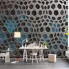 Sfondi Loft Industrial Wind Metal Honeycomb Wall Paper 3D Office Restaurant Decor Carta da parati murale grigia Papel De Parede