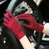 Fünf-Finger-Handschuhe Damenmode Sommer Anti-Rutsch-Sonnenschutz Fahren Kurz Dünn Punkt Damen1