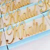 Greeting Cards 12Pcs Personalized Gold/Pink Mirror Wedding Party Guest Name Location Card Tag Custom Baby Name Baptism Chocolate Box Decoration 230317