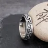 Klusterringar roterbara 925 sterling silver för män retro buddhist mne ring den stora väggen tibetansk