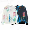 Men's Hoodies & Sweatshirts Designer Men Flower Graphic Jacquard Hoodie Woman Sweet Korean O-neck Knitted Pullovers Thick Spring Autumn Candy Color Loose Y611