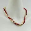 Choker Perfect Design. Quality. 6MM Natural Coral. 4MM Pink Baroque Pearl. Women In Birthday Party. Classic Jewelry 19"