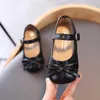 Flat Shoes Children Girls Leather Soft Spring/Autumn Kids Baby Princess With Bow Fashion Non-slip Casual Sneakers