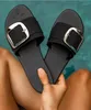 Slippers Women Brand Flat Slides Elegant Woman Casual Shoes Slip On Square Toe Low Heel Ladies Sandals Metal Decoration 41