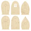 Garden Decorations Fairy Door 6PCS Unpainted House Doors With Wooden Miniature Craft Windows And Ladders