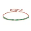 Link Bracelets Ociki Rose Gold Color Blue Green Red Crystal For Girls Women Black Gift Simple Drop Wedding Jewelry Wholesale