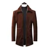 Herrjackor 2023 Autumn Winter Men's faux päls elegant social lång kappa lyxknapp avslappnad iller imitation mink hårjacka kläder