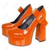 Olmm New Fashion Women Platforme Pumps Patent Chunky Obcass Hound Stopa Wspaniałe czerwone białe różowe buty nocne nocne Kobiety rozmiar 5-15