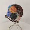 Elegante feito à mão oco crochê bonés para mulheres primavera e outono flor gorro chapéus moda versátil respirável tricô bonés hcs220