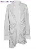 Robes décontractées DEAT 2023 Nouvel été Col rabattu Long Seves Asymétrique Seves Dobby Blanc Mince Robe Fa Robe WB52300 0318H23