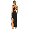 Casual Dresses Summer Women Prom Gowns Sexy Rib Bandage Dress Cut Out Back High Waist Split Maxi Long Celebrity Evening Club Party
