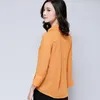 Kvinnor BLOUSES SPRING SOMMER Fashion Office Lady Women V Neck Flare Sleeve Chiffon Blue Elegant Woman Female Slim Orange Cardigan