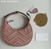 Espelho de qualidade Mulher Bolsa de ombro 21cm 699514 Mini bolsas de couro de moda de moda de meia lua bolsas de crossbody sacol