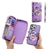 Collana staccabile Fiore Folio Cerniera Custodia per telefono Vogue per iPhone 14 13 12 11 Pro Max Samsung Galaxy S23 Ultra S22 Slot multipli per carte Portafoglio Catena Borsa Shell