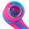 Pretty Colorful Silicone Pipes Herb Tobacco Oil Rigs Glass Multihole Filter Spoon Bowl Handpipes Innovative Smoking Cigarette Hand Holder Tube DHL
