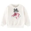 Bluzy bluzy małe maven dziewczynki Autumn Bluza z cekinowymi butami polaru śliczne dzieci swobodne ubrania dla dzieci 2-7 rok 230317