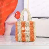 2 Dimensioni Designer Rafia Tote Mini Borse a mano Borse a tracolla a righe intrecciate Borsa a mano da donna Rafias P Shopper Totes Borsa a mano in paglia da spiaggia