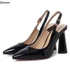 Olomm femmes pompes brillantes en cuir de vache Sexy talons ronds bout pointu joli noir blanc chaussures de fête dames Plus taille américaine 3-9.5