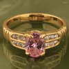 Anéis de casamento Magníficos jóias rosa gemas de zircão Jóias de festas cheias de ouro# Tamanho do anel 6/7 8 9 S1406