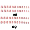 False Nails 24Pcs/Box Full Cover Wearable Long&Short Ballet Press On Charming French Abstract Fake