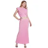 Sukienki robocze Amandina Luxe Crop Top koszula z Maxi spódnicą koordyny strój dwuczęściowy zestaw