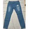 Jeans masculinos bordados brancos homens algodão elástico rasgado magro de alta qualidade Hip Hop Buraco negro Slim Fit Geralmente calças jeans 230317