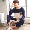 Indumenti da notte da uomo in cotone Pigiama da uomo Set Autunno maniche lunghe Sleep Tops Pantaloni Suit Casual Pijama Hombre Abiti da notte maschili HomewearMen's