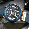 Polshorloges Casual Sport Watches for Men Blue Top Militaire lederen pols Watch Man Clock Fashion Chronograph PolshorwatchWristwatches Polswa