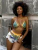 Women's Swimwear 2023 African Print Two-Pieces Bath Suits Bikini Set Sexy Geometric Swimsuit Gold High Waist Swimming Suit