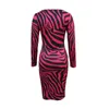 Casual Dresses Women Dress Fashion Spring Autumn Leopard Mönster Sexig lång kjol Tät Wrap Hip Sleeve Slim Fit Kvinnkläder