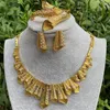 Necklace Earrings Set Vintage Dubai Gold Color Ornament For Girls 24K Habesha Bracelet Ring Women's Wedding Wife Gifts Jewelery