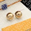 Designer de luxo Round Ball Stud Brincos charme aço inoxidável v letra grava de letras Acessórios de jóias sem caixa