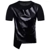 Men's T Shirts 2023 Summer Hip Top Thin Section Slim Leather Street Dance Design Short Sleeve