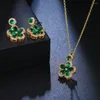 Серьги ожерелья наборы Canpel Luxury Emerald 18k золота с золотой модой Женщины свадебные кубические наборы зеленого камня циркона