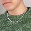 Kedjor punk man 925 sterling silve halsband män pojke enkel kubansk kedja choker kvinna personlighet smycken gåva